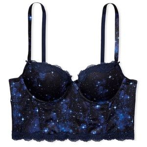 •NWT Victoria’s Secret Galaxy Print Longline Celestial Bra Top // 32C